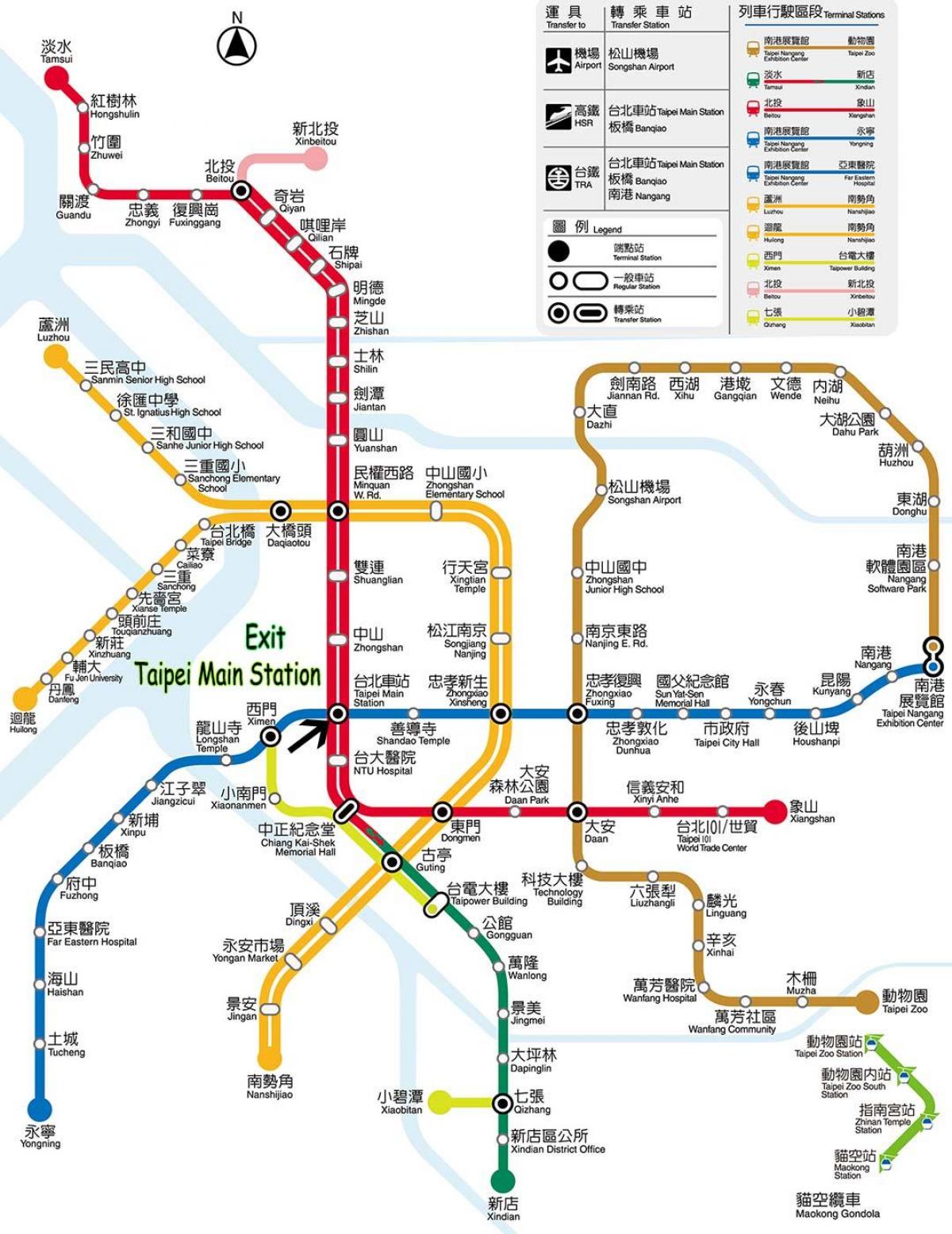 karta autobusnog kolodvora u Taipei 