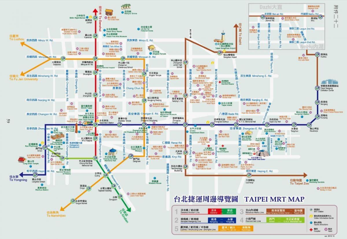 Karta za metro Taipei znamenitosti