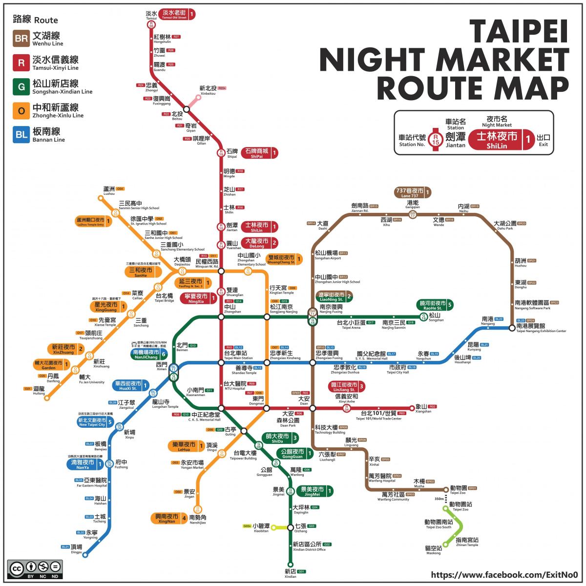 karta Taipei noćni tržište