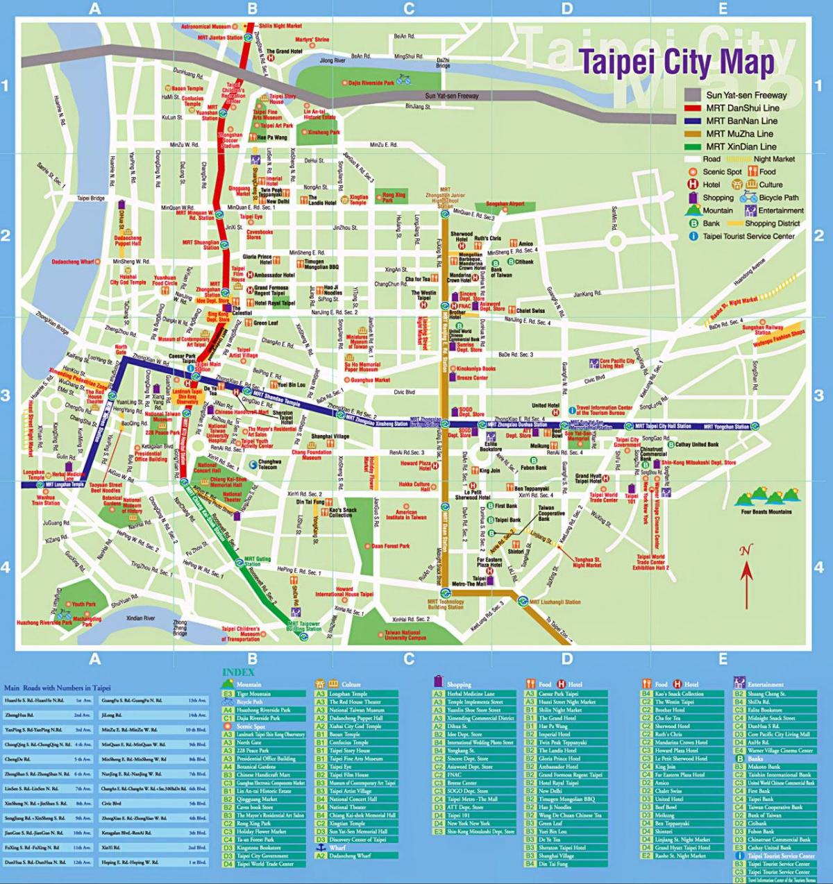 Turističke atrakcije u Taipei karti
