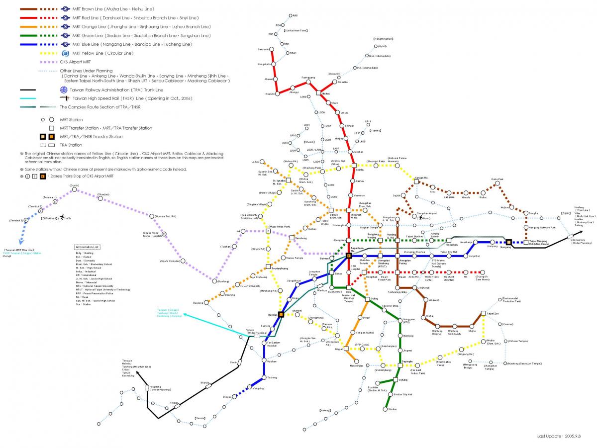 karta postaje gradske željeznice Taipei 