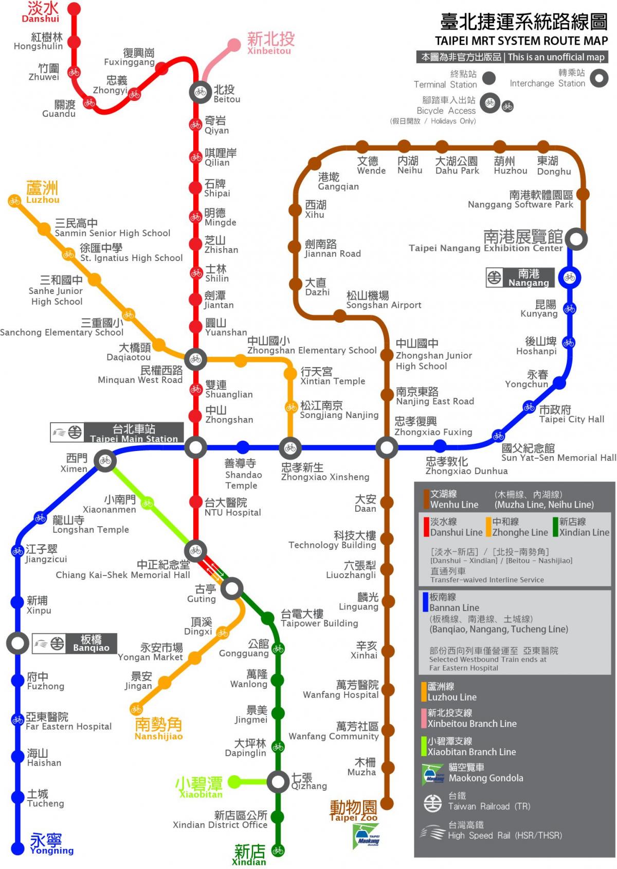 postaja gradske željeznice Taipei karti